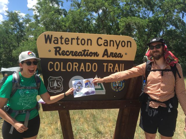 Waterton Canyon trailhead with Scout and Burnout Flat People